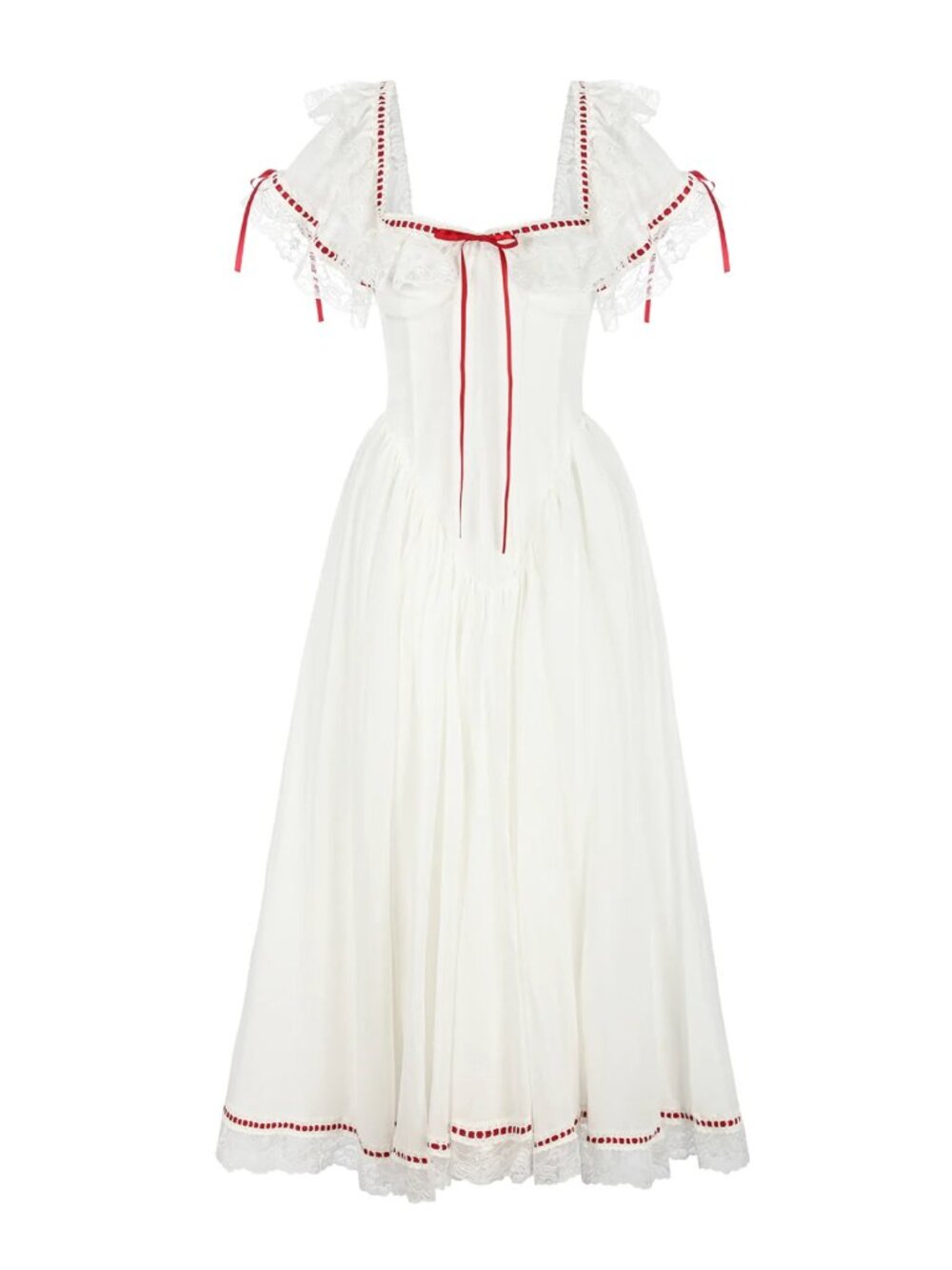 Selkie The Heathcliff Cupid Midi Dress White/Red Medium